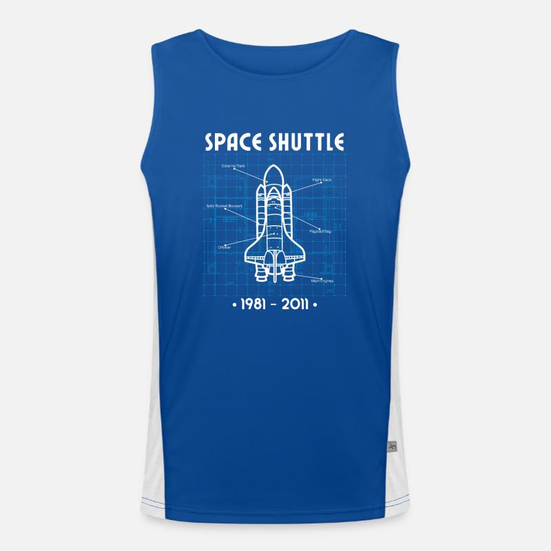 Space Shuttle, Rocket, Blueprint, Space, Astronaut Men's Functional Contrast Tank Top 