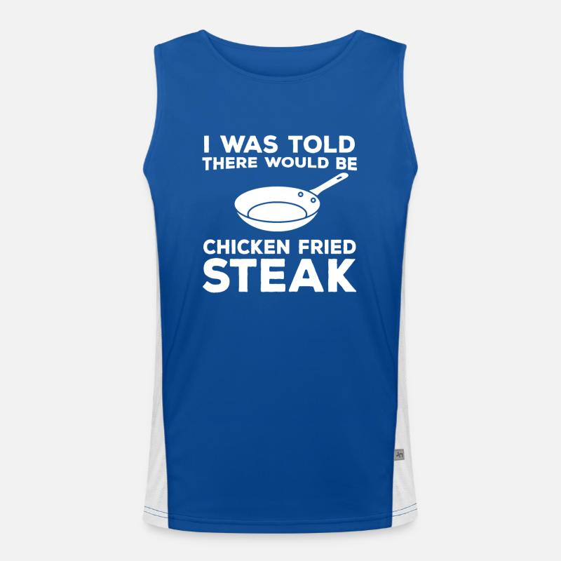 RezeFunny Saying for Fried Chicken Steak Men's Functional Contrast Tank Top 