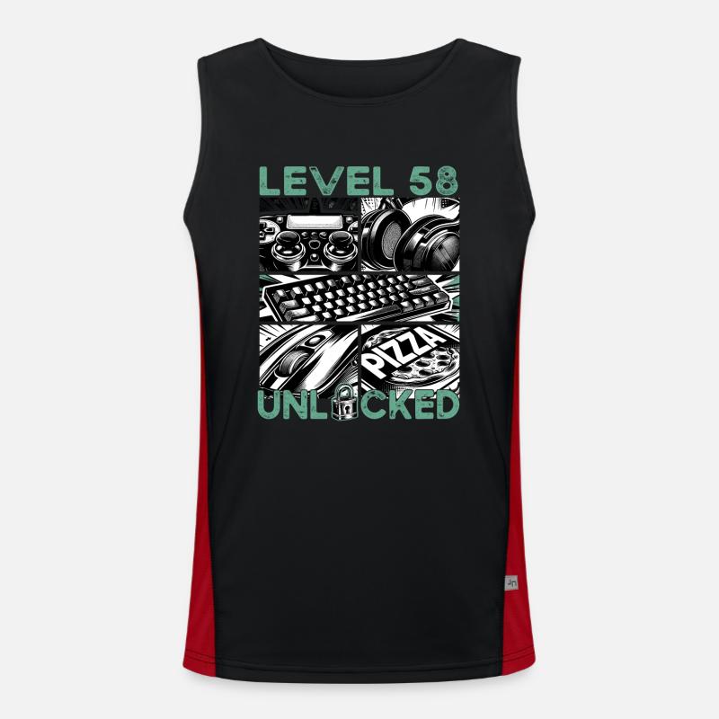 Geburtstag Level 58 freigeschaltet Gaming & Zocker Funktionelles Kontrast-Tank Top für Männer 