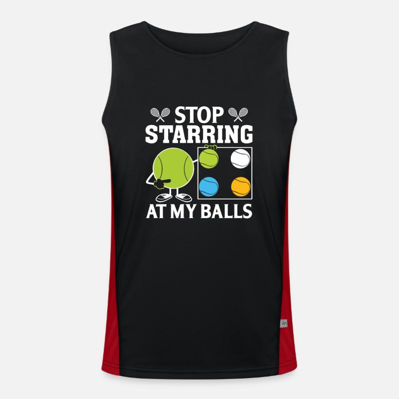 Stop Starring At My Balls Men's Functional Contrast Tank Top 