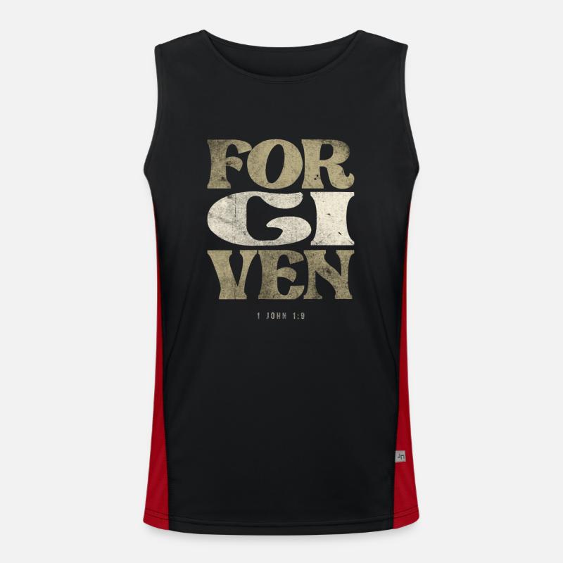 Forgiven - 1 John 1:9 Bible Verse Christian Men's Functional Contrast Tank Top 