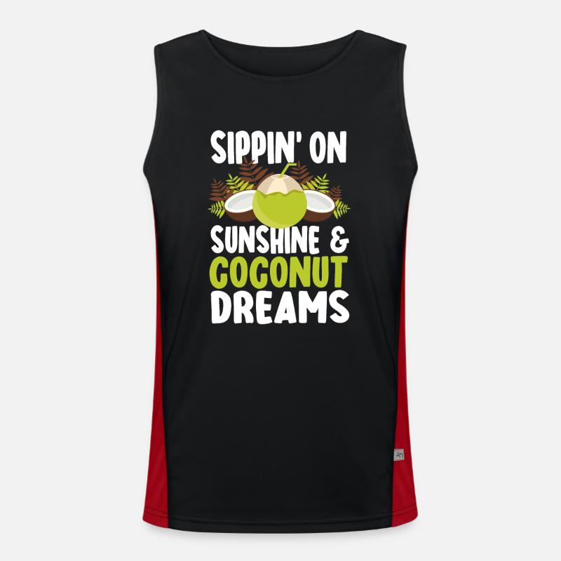 Great Coconut Saying - Men's Functional Contrast Tank Top  - black/red