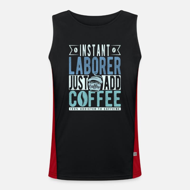Instant-Arbeiter fügen Sie einfach Kaffee hinzu Funktionelles Kontrast-Tank Top für Männer 
