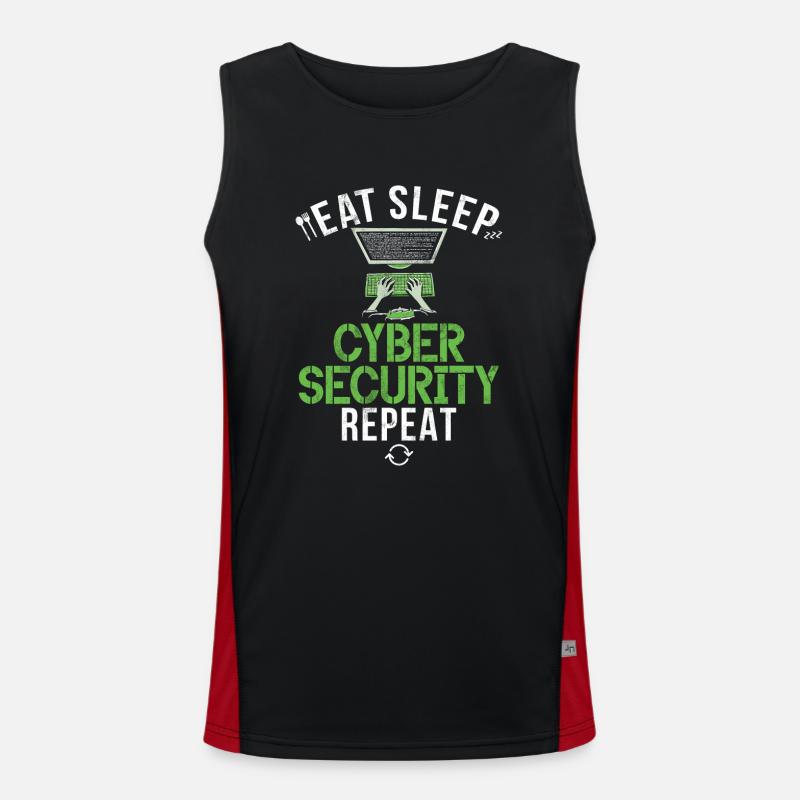 Cyber security hacker hacking - Men's Functional Contrast Tank Top  - black/red