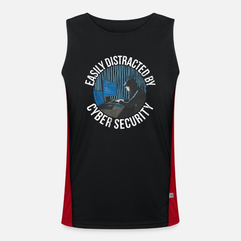 Cyber security hacker hacking - Men's Functional Contrast Tank Top - black/red