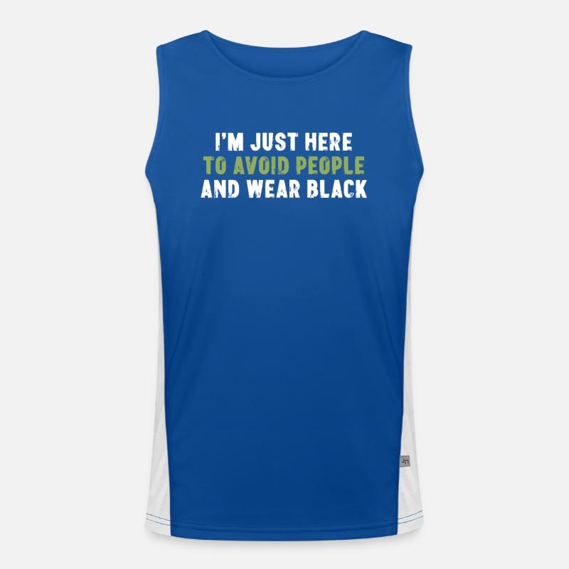 I'm Just Here To Avoid People And Wear Black Men's Functional Contrast Tank Top 