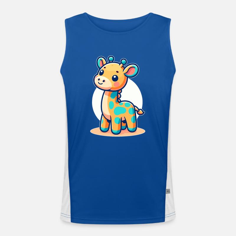 kindlich gestaltete Giraffe Funktionelles Kontrast-Tank Top für Männer 