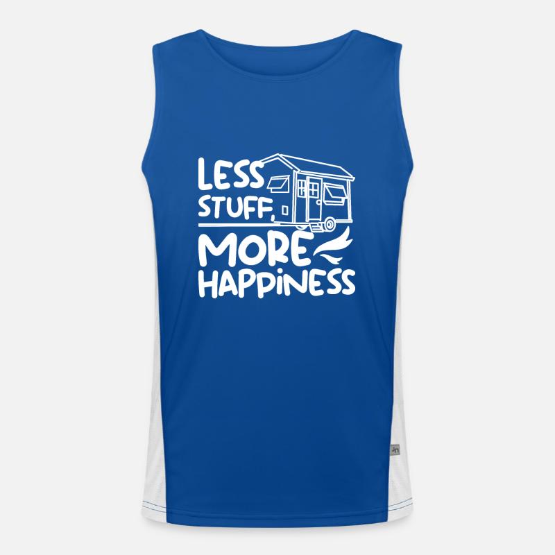 Less stuff more happiness Tiny House Men's Functional Contrast Tank Top 