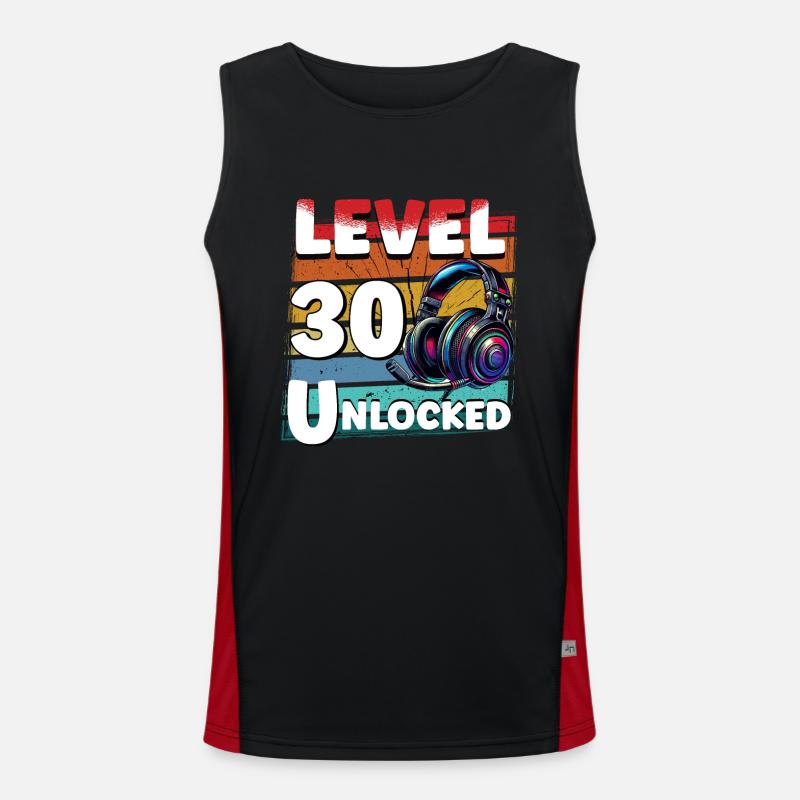 Gaming Geburtstag Level 30 freigeschaltet Zocker Funktionelles Kontrast-Tank Top für Männer 