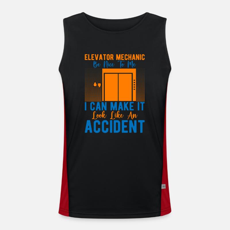 Elevator Mechanic Be Nice I Make It Look Accident Funktionelles Kontrast-Tank Top für Männer 