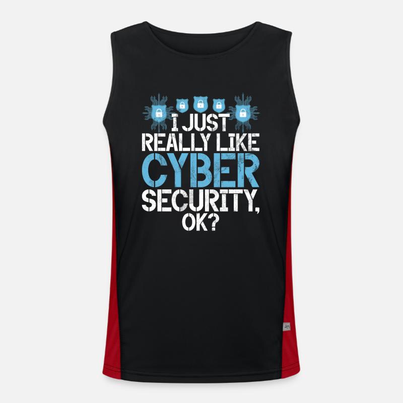 Cyber security hacker hacking - Men's Functional Contrast Tank Top - black/red