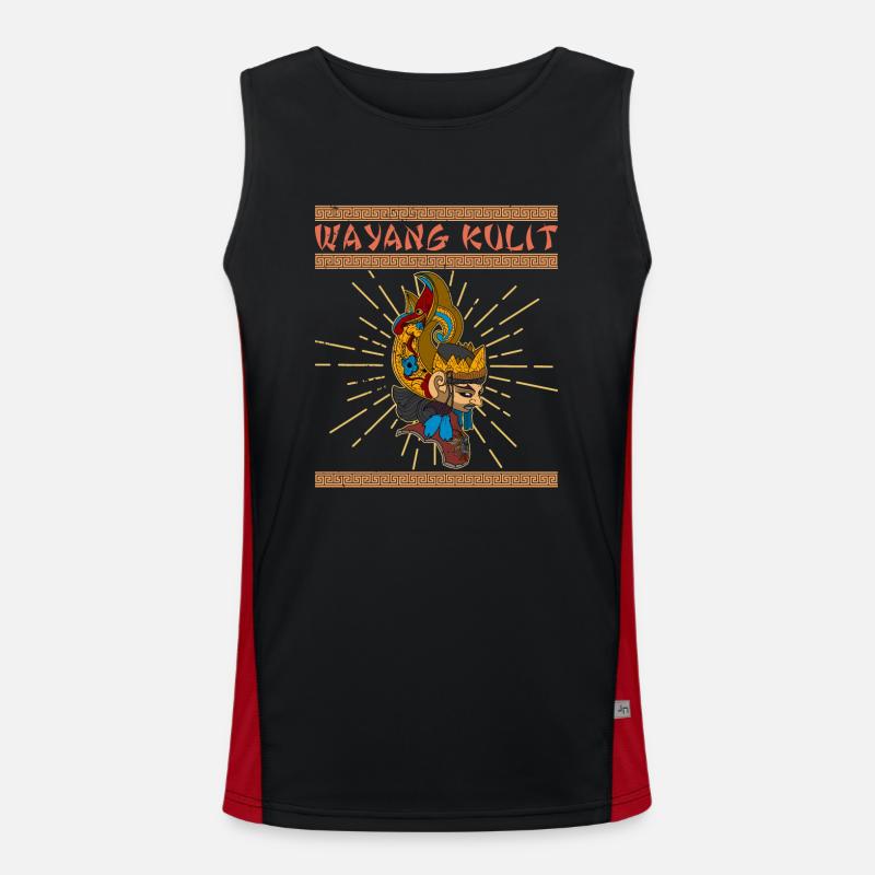 Wayang Marionette Bali Indonesien Java Asien Funktionelles Kontrast-Tank Top für Männer 