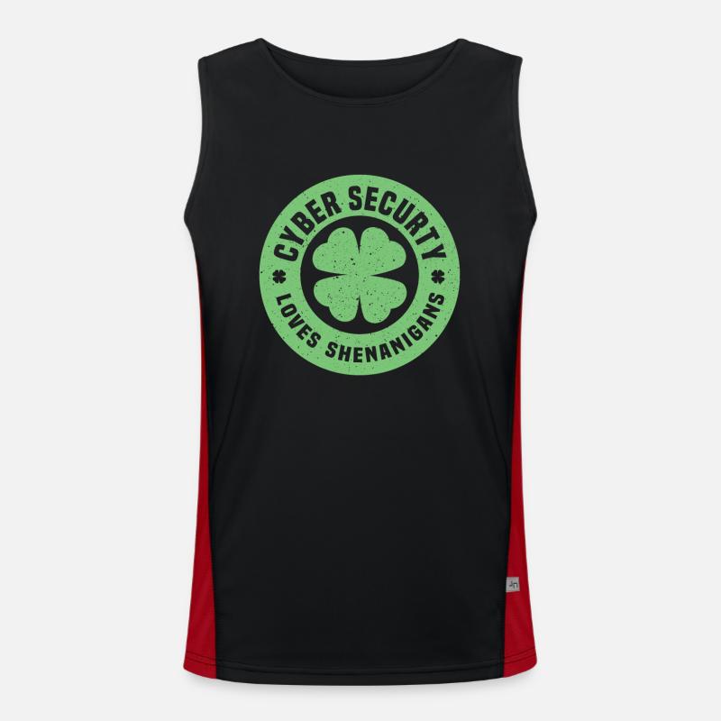 Cyber Security St. Patrick's Day - Men's Functional Contrast Tank Top  - black/red