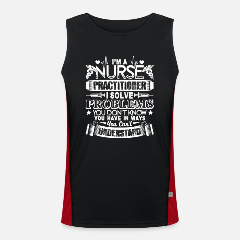 Nurse Practitioner Solve Problems - Men's Functional Contrast Tank Top  - black/red