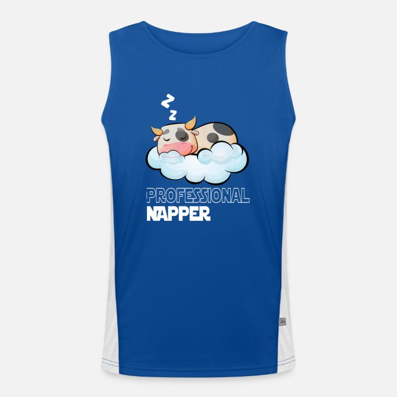 Professinonal Napper Cow Sleeping Late Riser Men's Functional Contrast Tank Top 