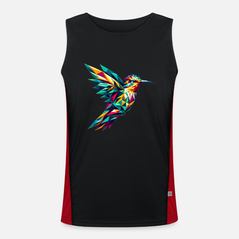 Hummingbird in polygon representation Men's Functional Contrast Tank Top 