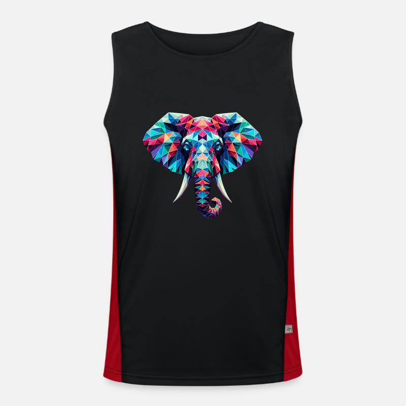 Elephant in polygon illustration Men's Functional Contrast Tank Top 