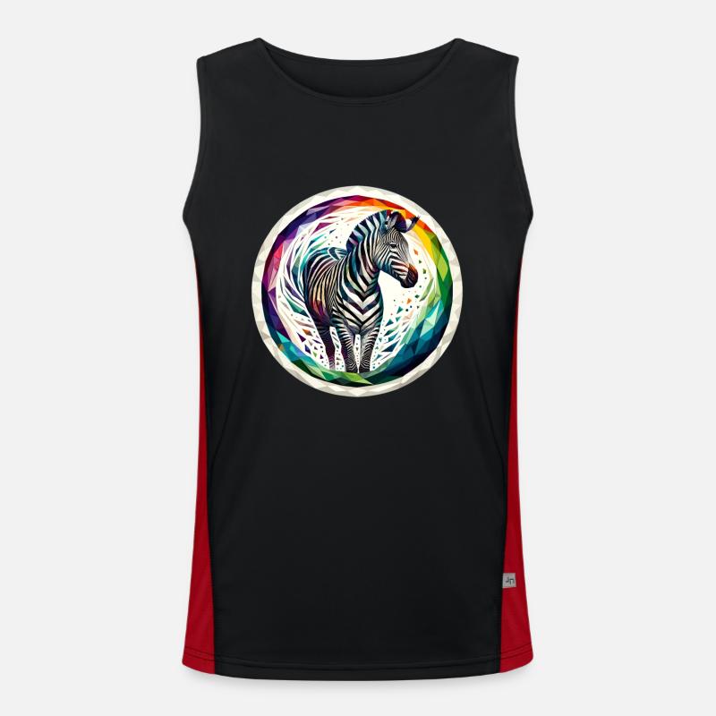 Zebra in polygon illustration - Men's Functional Contrast Tank Top  - black/red
