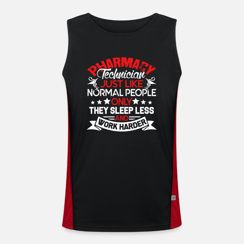 Pharmacy Technician Work Harder - Men's Functional Contrast Tank Top  - black/red