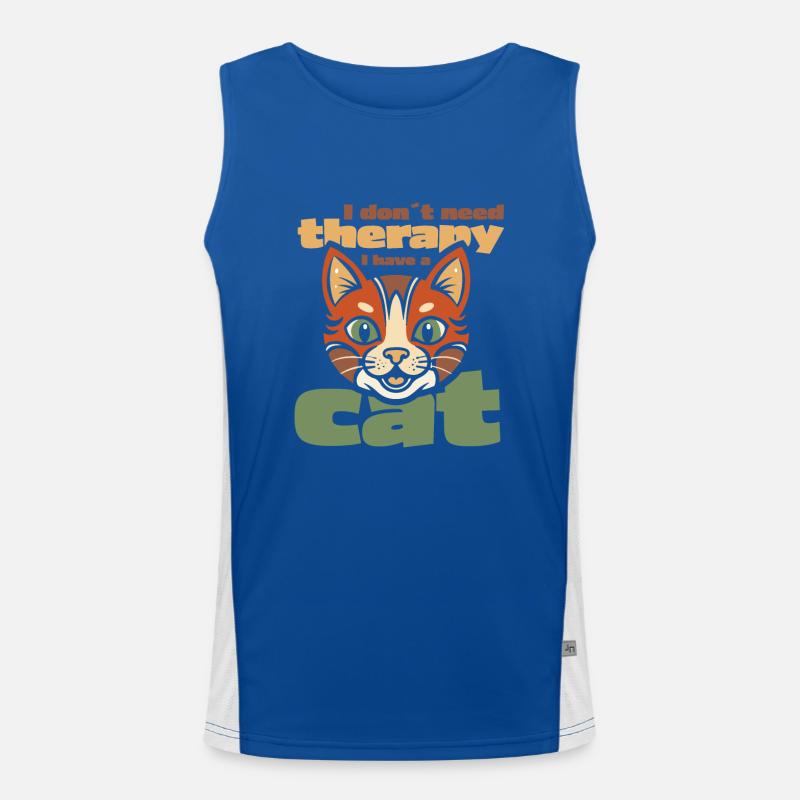I don´t need therapy. I have a cat Funktionelles Kontrast-Tank Top für Männer 