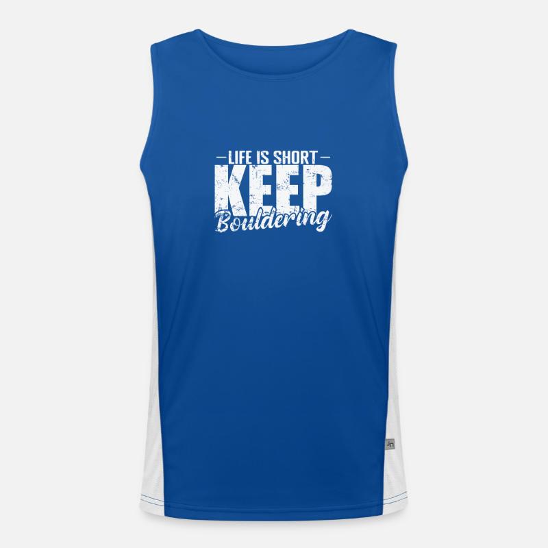 Life is Short Keep Bouldering Funktionelles Kontrast-Tank Top für Männer 