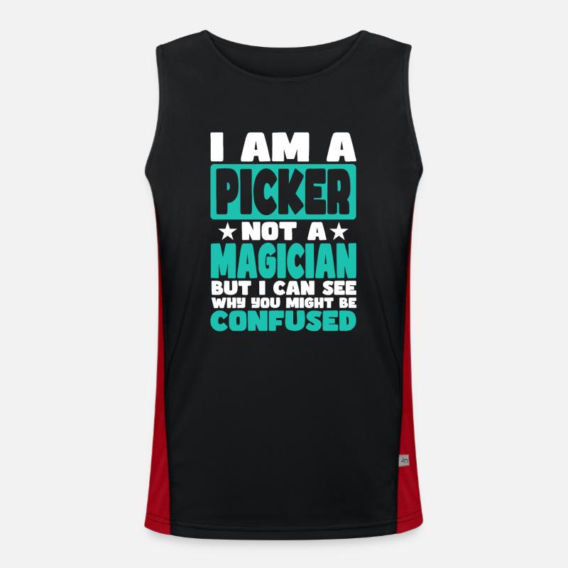 Picker - Men's Functional Contrast Tank Top  - black/red