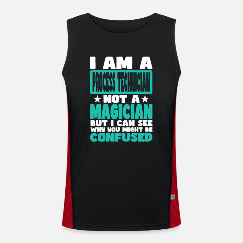 Process Technician - Men's Functional Contrast Tank Top  - black/red