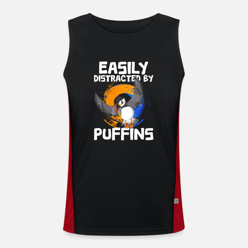 Puffin Bird Gift - Men's Functional Contrast Tank Top  - black/red