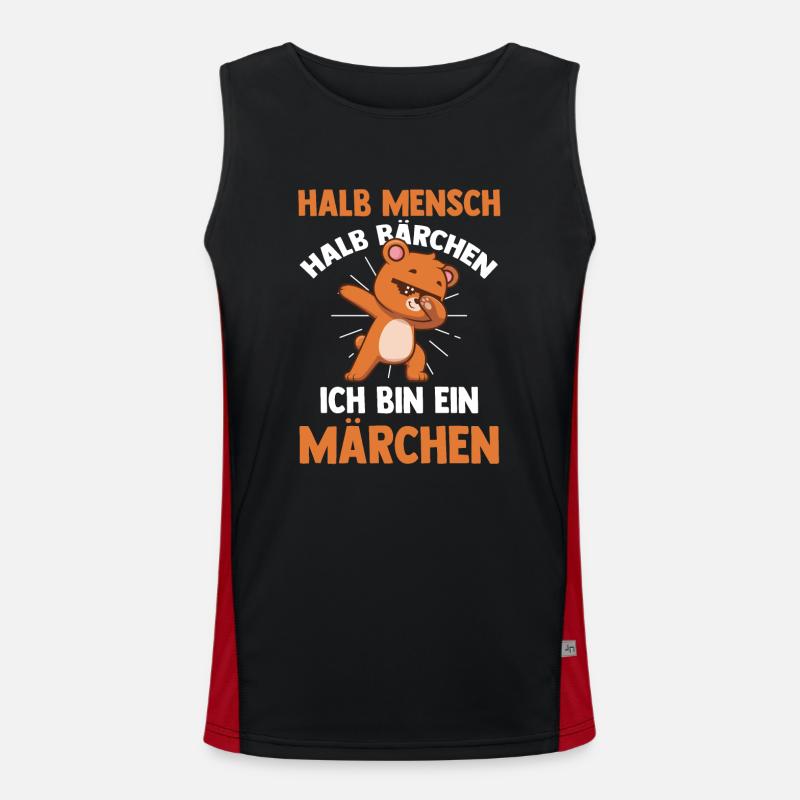 Half Human, Half Bear - Men's Functional Contrast Tank Top  - black/red