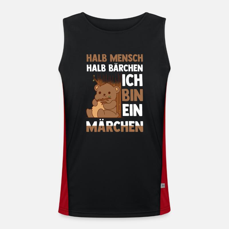 Half Human, Half Bear - Men's Functional Contrast Tank Top  - black/red