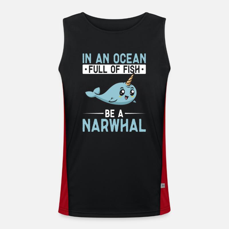 Narwal Einhornwal Funktionelles Kontrast-Tank Top für Männer 