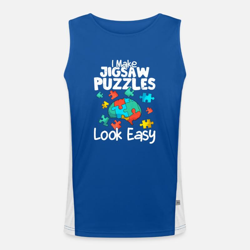 I Make Jigsaw Puzzles Look Easy Piece Solving Men's Functional Contrast Tank Top 