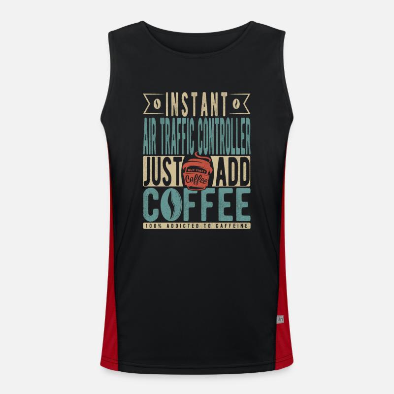 Instant Air Traffic Controller Just Add Coffee Men's Functional Contrast Tank Top 