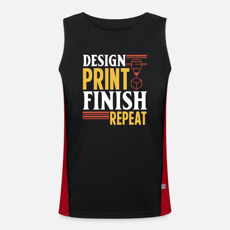 3D Printer 3D Printing - Men's Functional Contrast Tank Top  - black/red