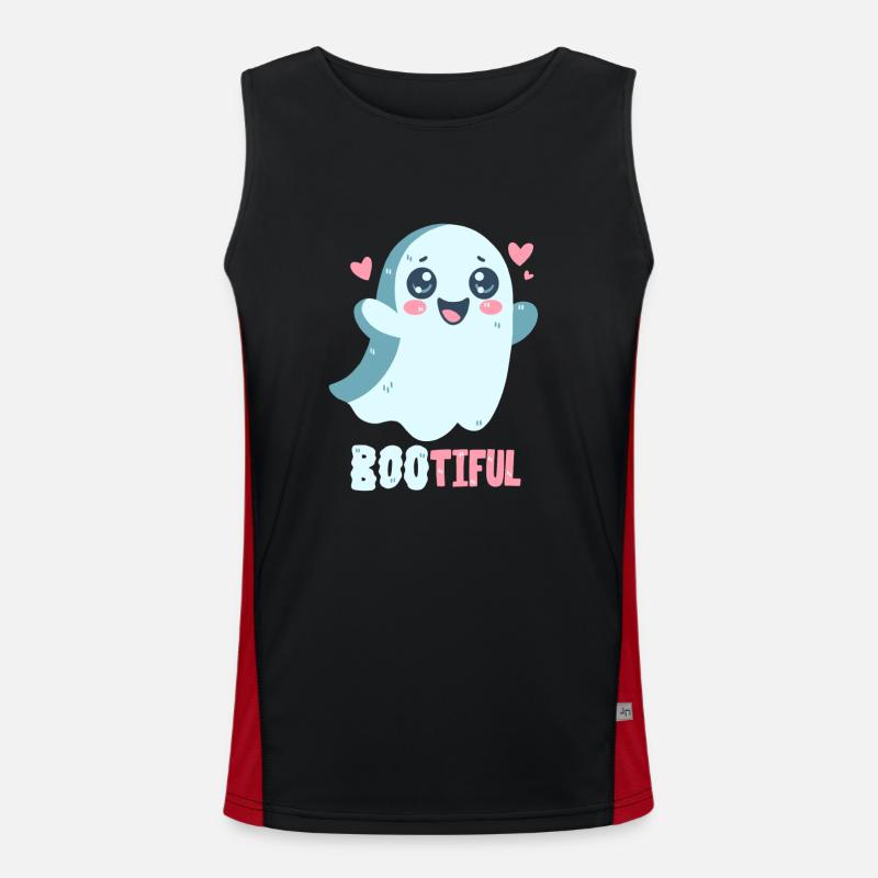 Ghost Pun - Bootiful - Boo! - Men's Functional Contrast Tank Top  - black/red