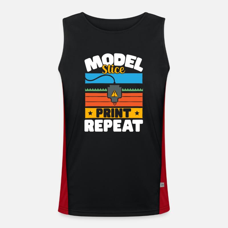 3D Printer 3D Printing - Men's Functional Contrast Tank Top  - black/red