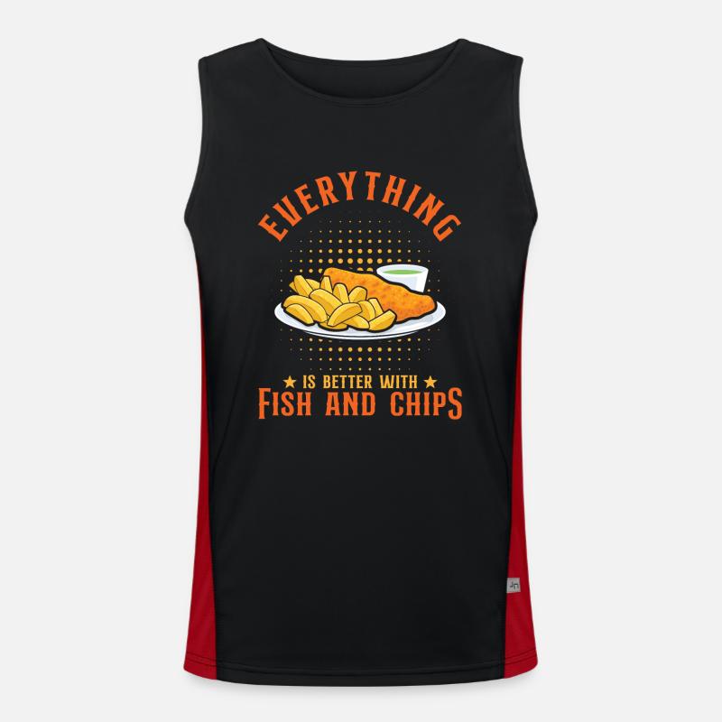 Everything Is Better With Fish And Chips Men's Functional Contrast Tank Top 