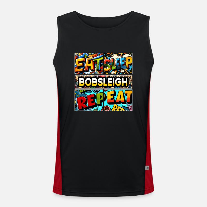 Eat sleep Bobsleigh repeat - Men's Functional Contrast Tank Top - black/red