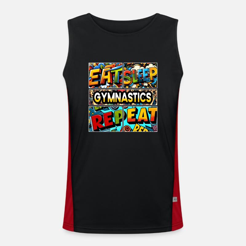 Eat sleep Gymnastics repeat Funktionelles Kontrast-Tank Top für Männer 