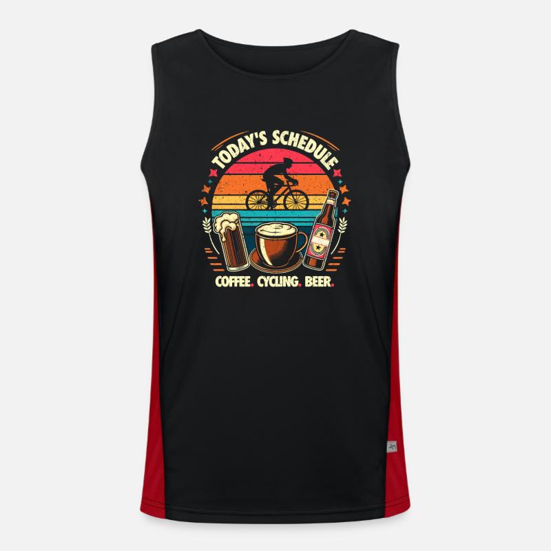 Das heutige Programm - Kaffee, Radfahren und Bier Funktionelles Kontrast-Tank Top für Männer 