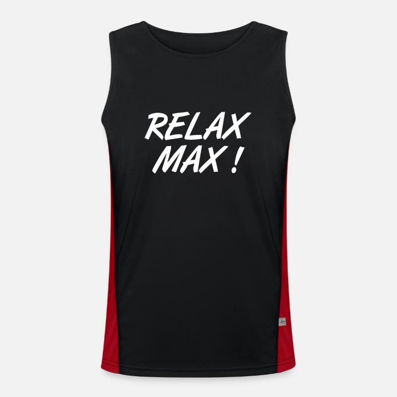 Relax Max! Humorous expression - Men's Functional Contrast Tank Top - black/red
