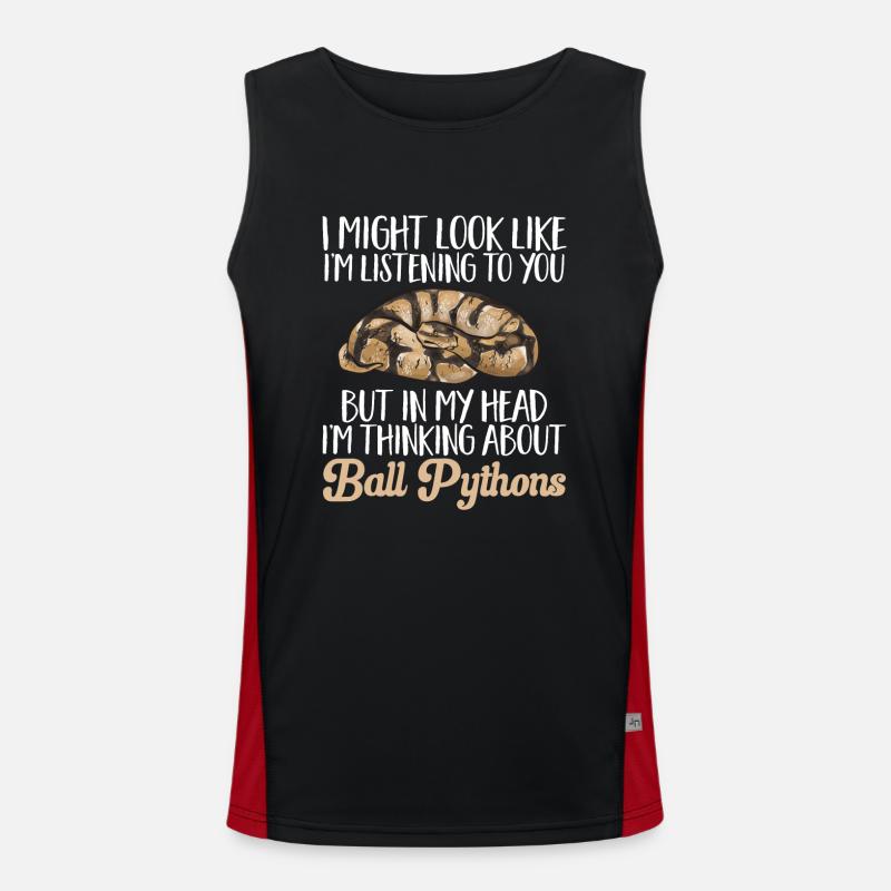 Ball Python Snake King Python - Men's Functional Contrast Tank Top  - black/red