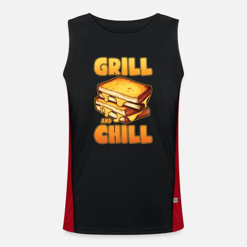 Sandwich, Cheese, Grilled Cheese, Bread Men's Functional Contrast Tank Top 