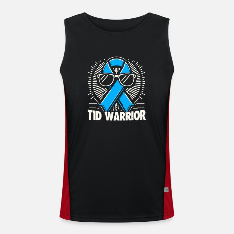 T1D Warrior - Type 1 Diabetic Combative Fun Men's Functional Contrast Tank Top 