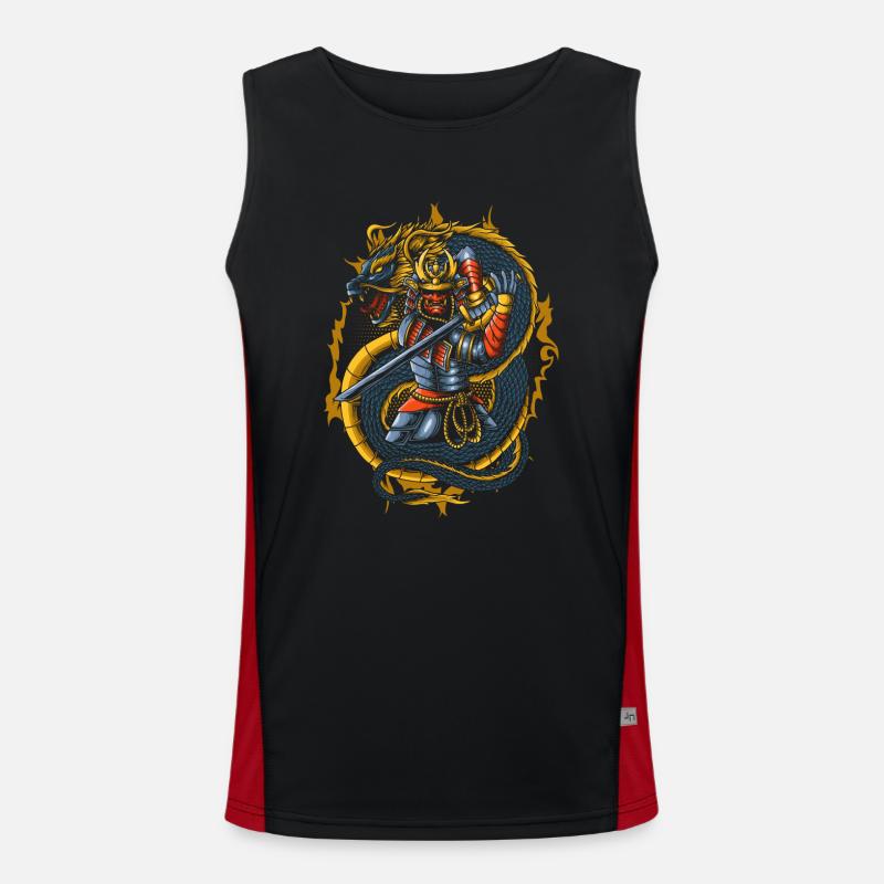 Japanese samurai warrior Men's Functional Contrast Tank Top 