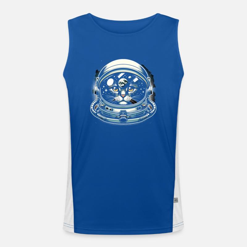 Cat, Astronaut, Astronomy, Outer Solar System Men's Functional Contrast Tank Top 