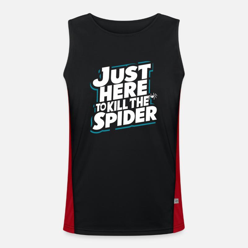 Funny Arachnophobia Awareness, Spider Phobia Men's Functional Contrast Tank Top 