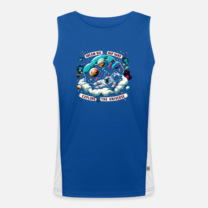 Cat, Astronaut, Astronomy, Outer Solar System Men's Functional Contrast Tank Top 