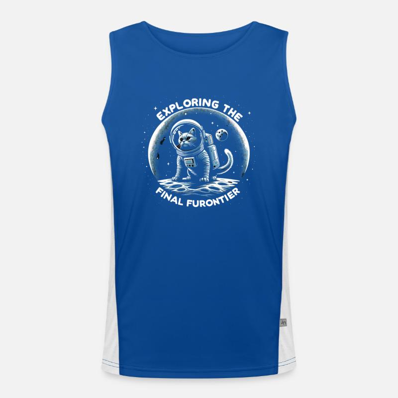 Cat, Astronaut, Astronomy, Outer Solar System Men's Functional Contrast Tank Top 