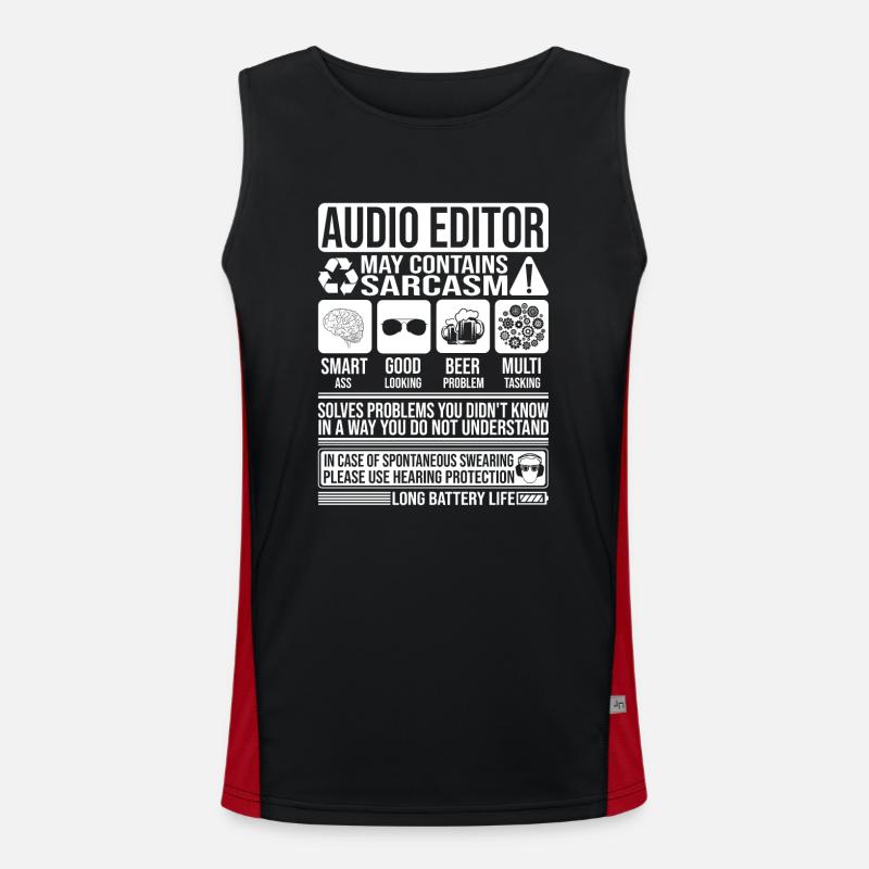 Audio-Editor Sarkasmus lustig Geschenk Audio-Editor Funktionelles Kontrast-Tank Top für Männer 